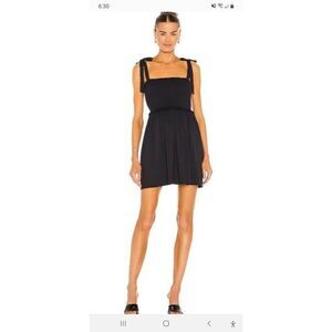 XS Susana Monaco Black Smocked Bodice Shirred Tie Shoulder Mini Summer Sundress